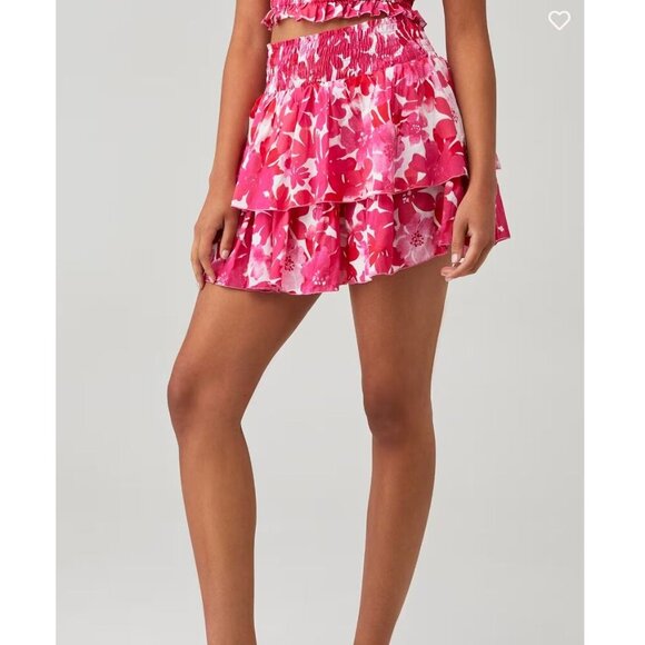 NEW Tiare Hawaii Olivia Skirt Fiji Flowers Pink NWT - Size M/L